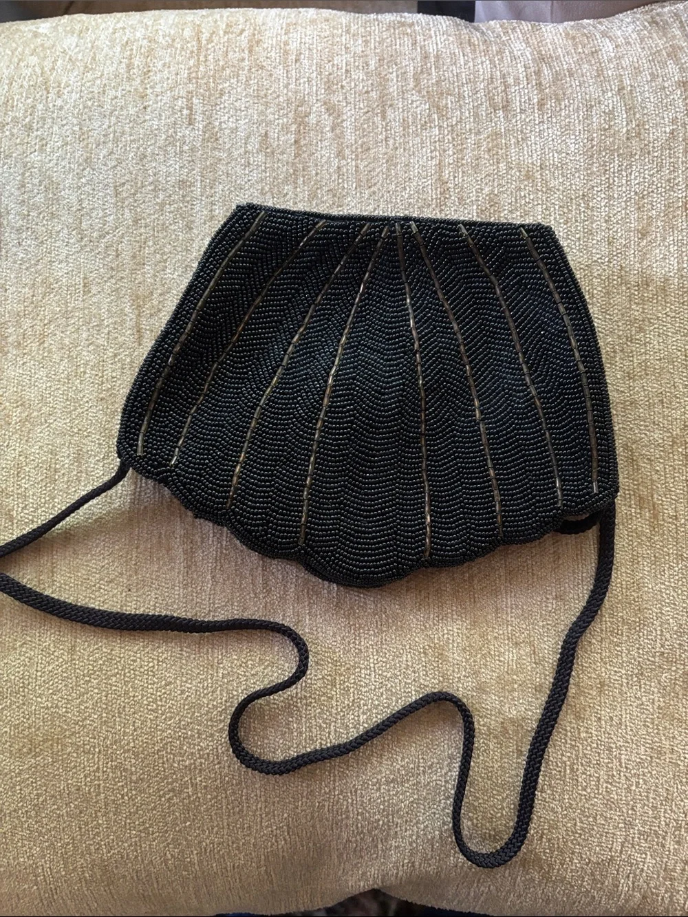 Black Beaded Shell Crossbody Bag
